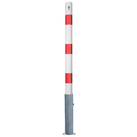 Wit-rode uitneembare afzetpaal Ø76 mm met cilinderslot.