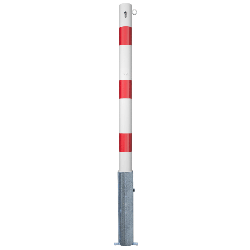 Uitneembare afzetpaal Ø76 mm | Wit-rood of verzinkt | Met slot opties