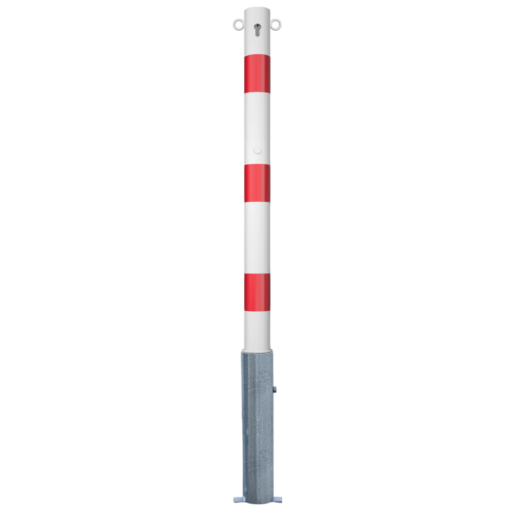 Uitneembare afzetpaal Ø76 mm | Wit-rood of verzinkt | Met slot opties
