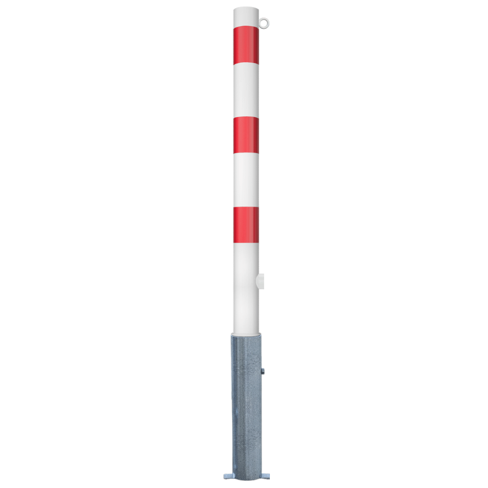 Uitneembare afzetpaal Ø76 mm | Wit-rood of verzinkt | Met slot opties