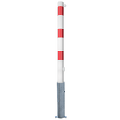 Uitneembare afzetpaal Ø76 mm, wit-rood gestreept, met driekantslot en 1 kettingoog.