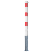 Wit-rode uitneembare afzetpaal Ø76 mm met driekantslot en twee kettingogen.