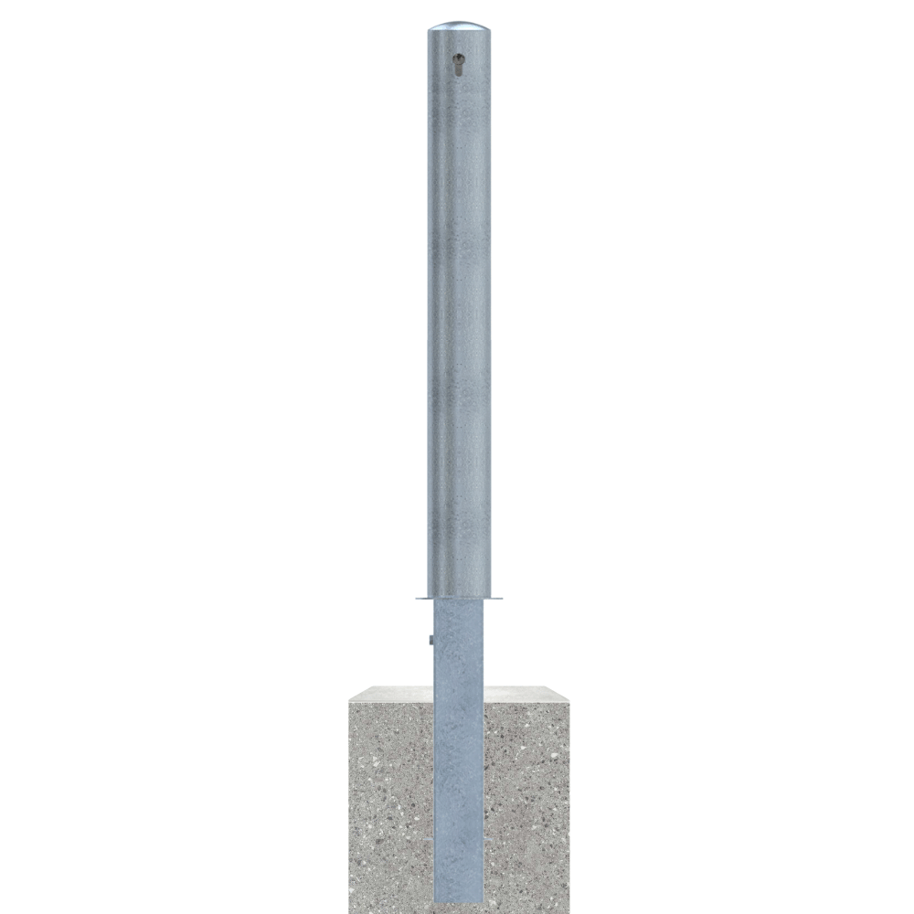 Uitneembare afzetpaal Ø102 mm met betonvoet | Wit-rood of verzinkt