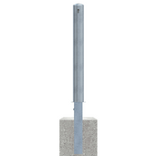 Verzinkte uitneembare afzetpaal Ø102 mm met cilinderslot en betonvoet.