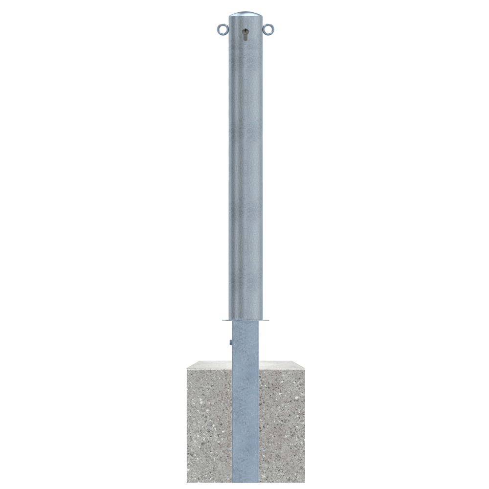 Uitneembare afzetpaal Ø102 mm met betonvoet | Wit-rood of verzinkt