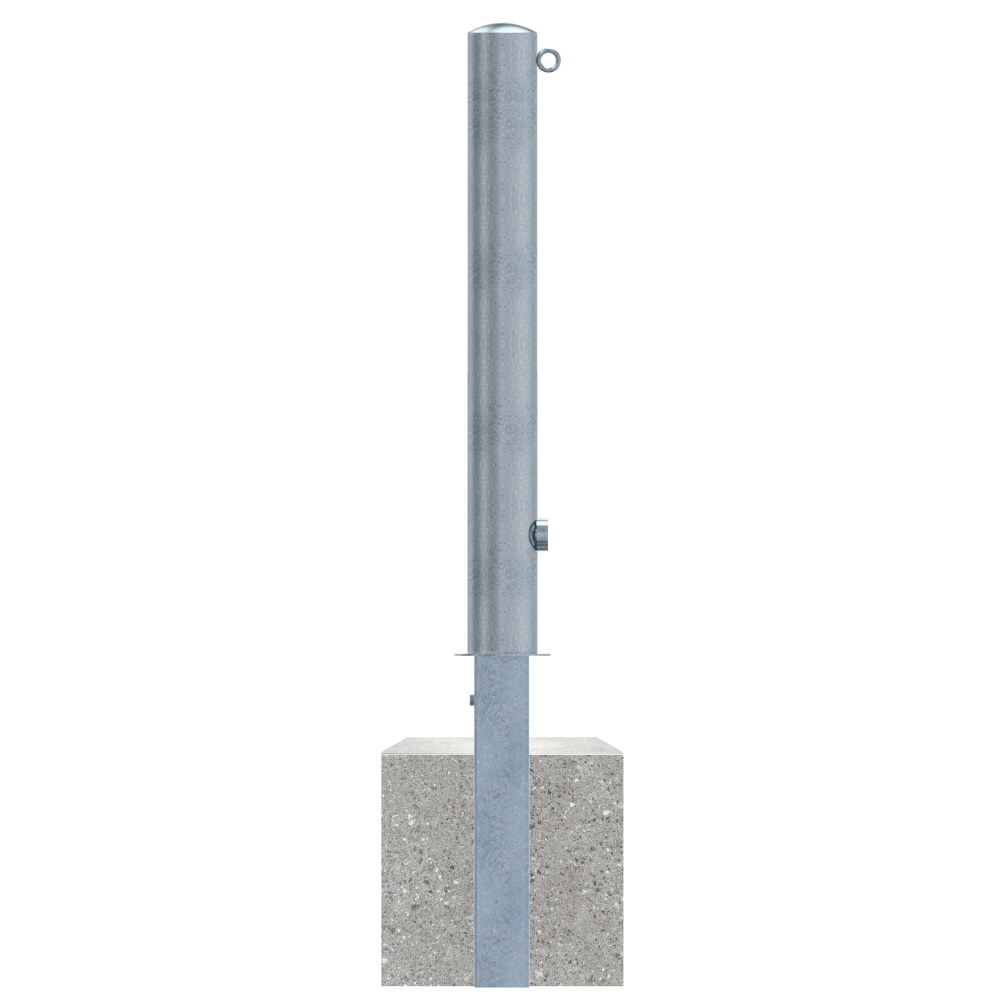 Uitneembare afzetpaal Ø102 mm met betonvoet | Wit-rood of verzinkt