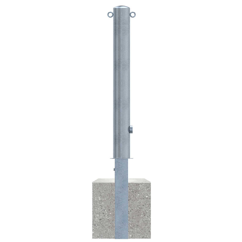 Uitneembare afzetpaal Ø102 mm met betonvoet | Wit-rood of verzinkt