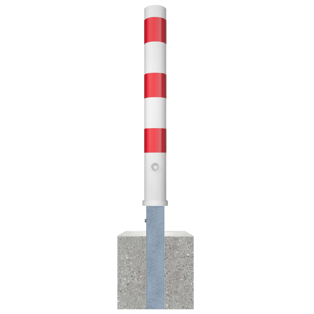Uitneembare afzetpaal Ø102 mm met betonvoet | Wit-rood of verzinkt
