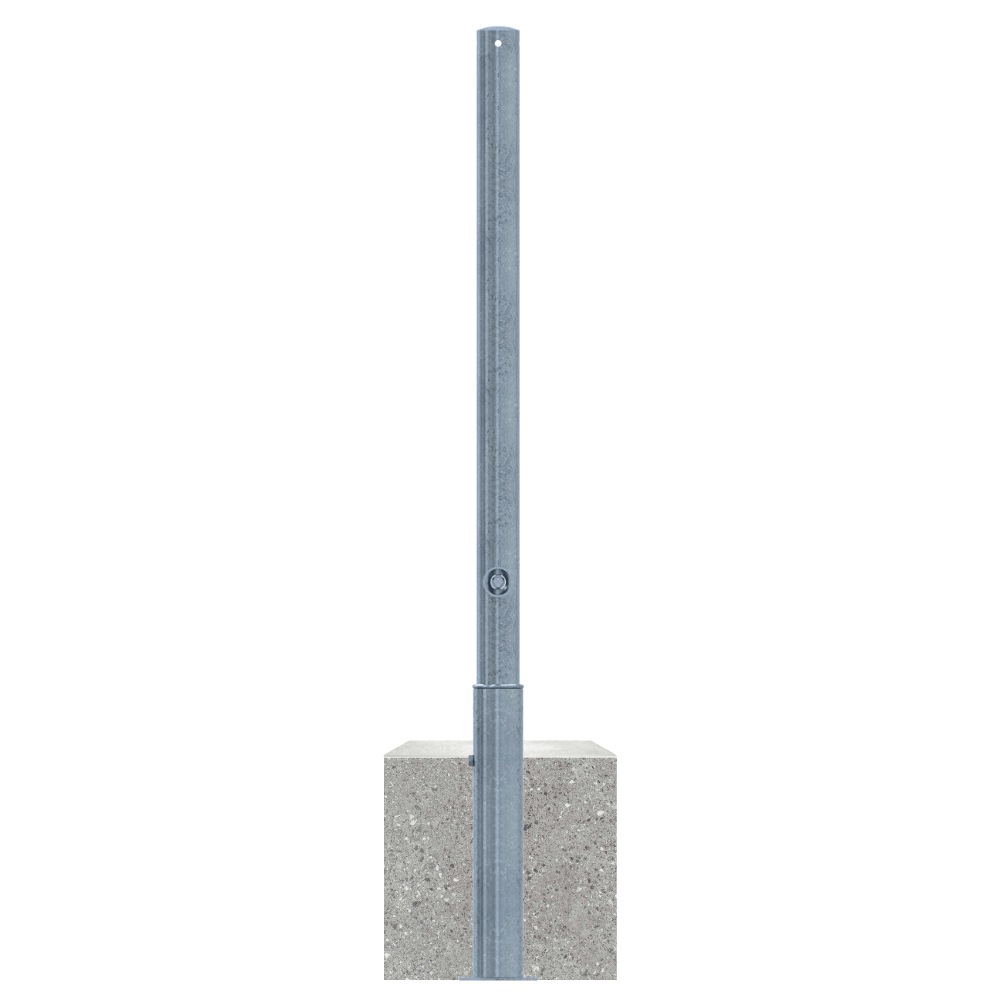 Uitneembare afzetpaal Ø60 mm met betonvoet | Wit-rood of verzinkt