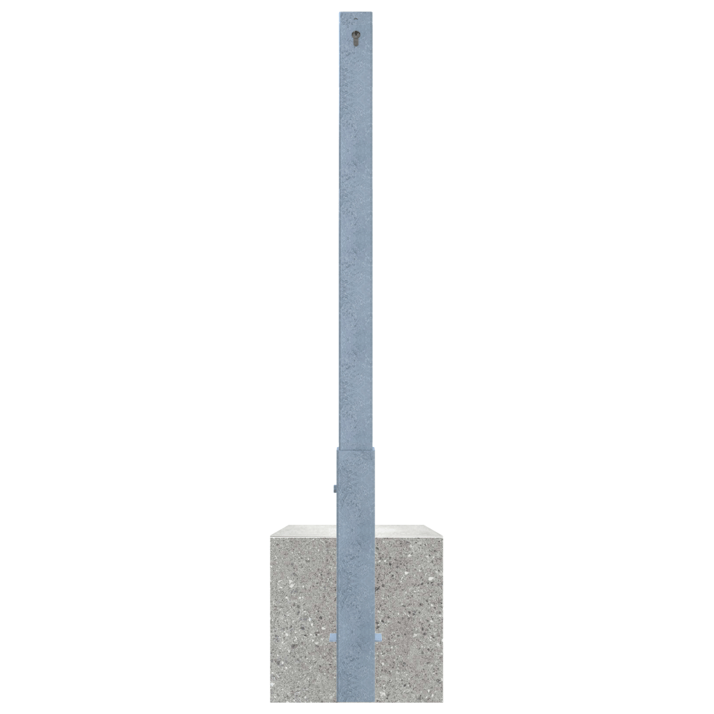Uitneembare afzetpaal 70x70 mm met betonvoet | Wit-rood of verzinkt
