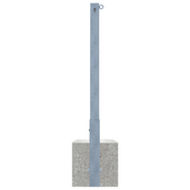 Verzinkte, uitneembare afzetpaal 70x70 mm met cilinderslot, 1 kettingoog en betonvoet.