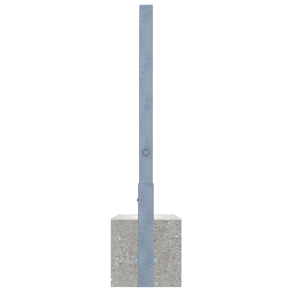 Uitneembare afzetpaal 70x70 mm met betonvoet | Wit-rood of verzinkt