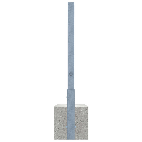 Verzinkte, uitneembare afzetpaal 70x70 mm met driekantslot en betonvoet.