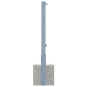 Verzinkte, uitneembare afzetpaal 70x70 mm met betonvoet en kettingoog.