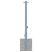 Verzinkte, uitneembare afzetpaal 70x70 mm met betonvoet, driekantslot en 2 kettingogen.
