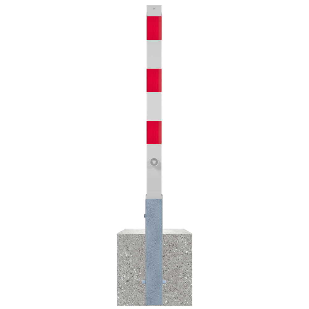 Uitneembare afzetpaal 70x70 mm met betonvoet | Wit-rood of verzinkt