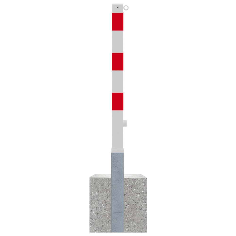 Uitneembare afzetpaal 70x70 mm met betonvoet | Wit-rood of verzinkt