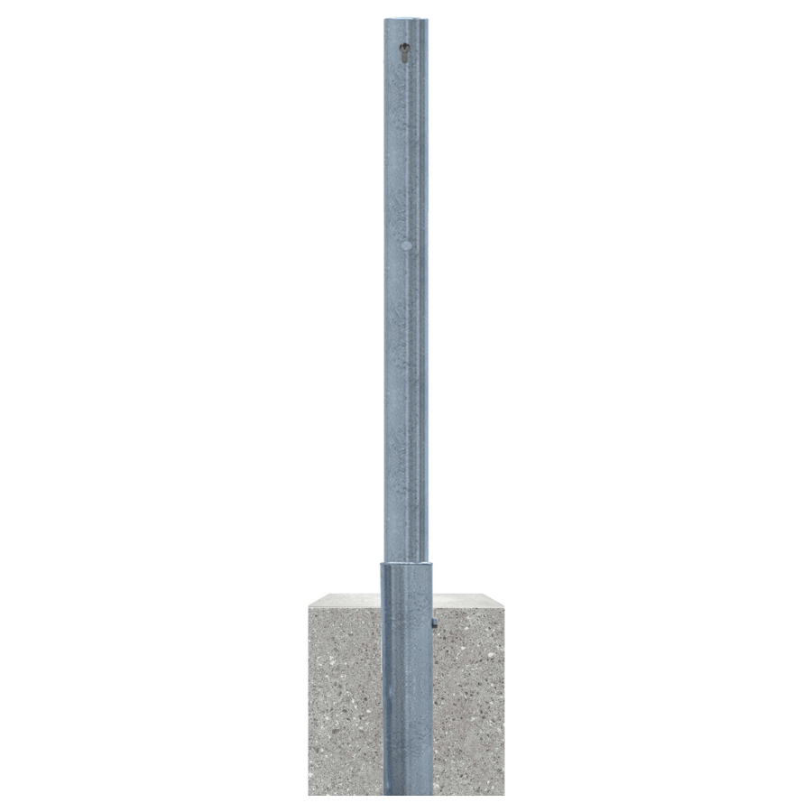 Uitneembare afzetpaal Ø76 mm met betonvoet | Wit-rood of verzinkt