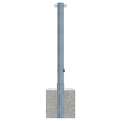 Verzinkte uitneembare afzetpaal Ø76 mm met betonvoet, driekantslot en 2 kettingogen.