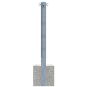 Verzinkte uitneembare afzetpaal Ø89 mm met cilinderslot, 2 kettingogen en betonvoet.
