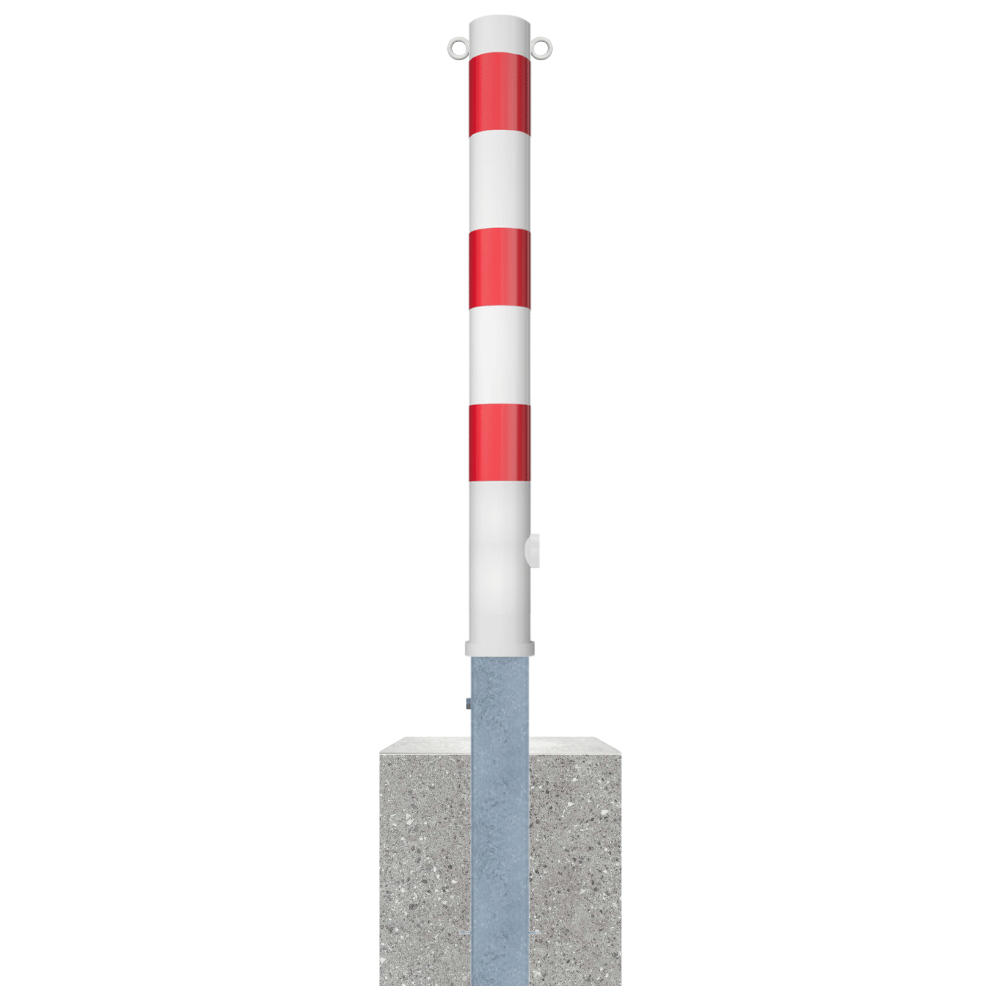 Uitneembare afzetpaal Ø89 mm met betonvoet | Wit-rood of verzinkt
