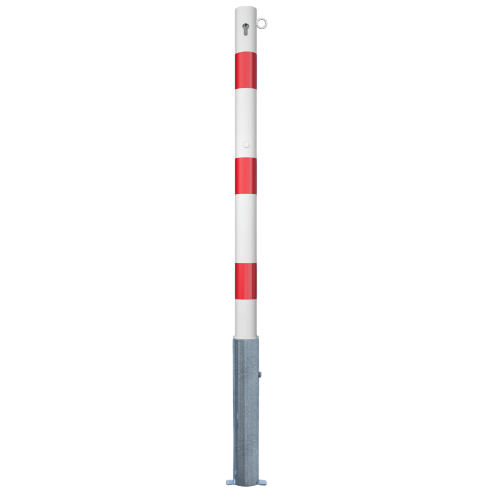 Uitneembare parkeerpaal Ø60 mm | Wit-rood of verzinkt | Met slot opties
