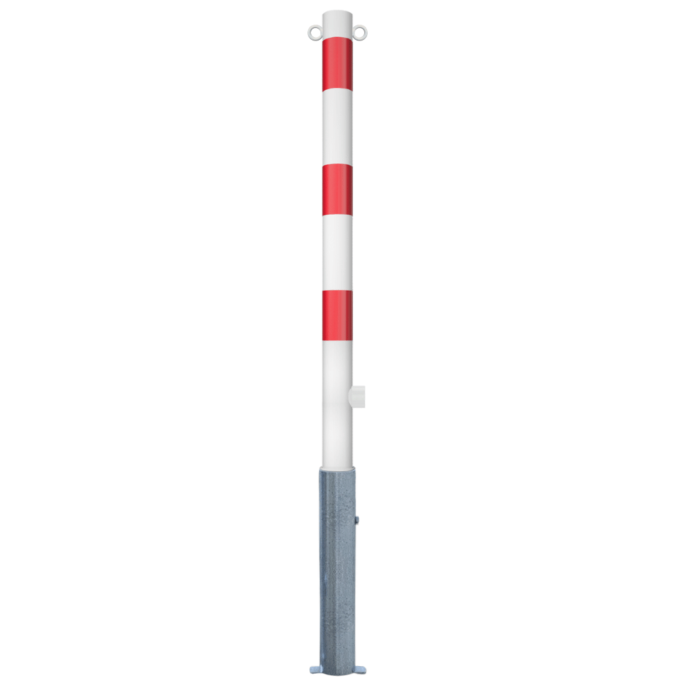 Uitneembare parkeerpaal Ø60 mm | Wit-rood of verzinkt | Met slot opties