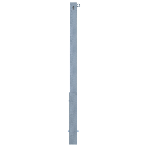 Verzinkte, uitneembare parkeerpaal 70x70 mm met cilinderslot en één kettingoog.