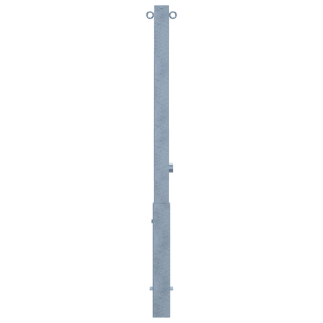Verzinkte, uitneembare parkeerpaal 70x70 mm met driekantslot en 2 kettingogen.