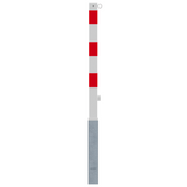 Wit-rode uitneembare parkeerpaal 70x70 mm met driekantslot en 1 kettingoog.