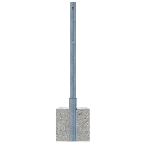 Verzinkte uitneembare parkeerpaal Ø60 mm met cilinderslot, gemonteerd in een betonnen voet.