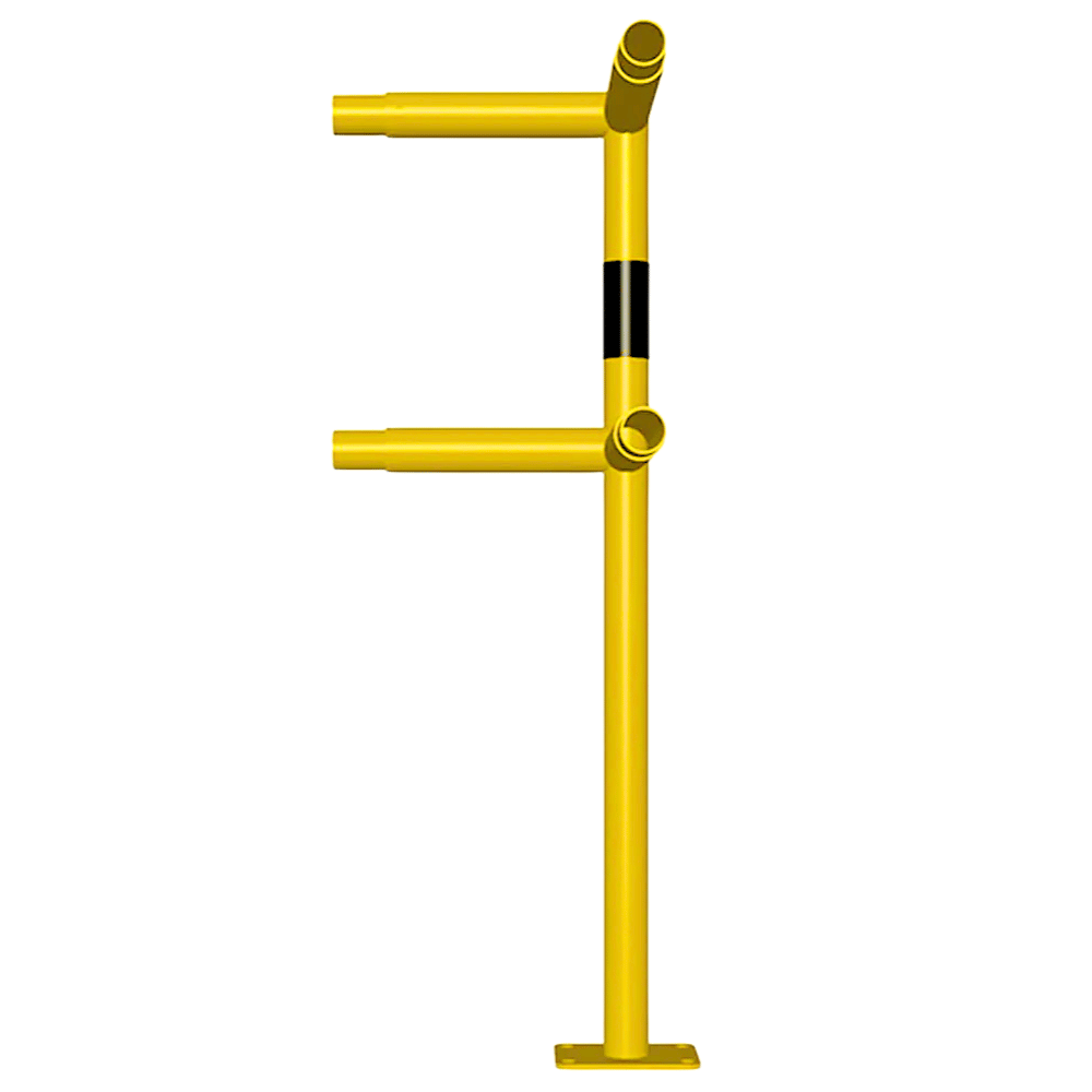 Veiligheidsrailing Ø48 mm | Geel-zwart | Op voetplaat | Modulair systeem