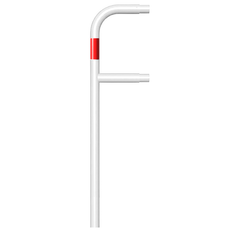 Witte eindstaander Ø48 mm met rood accent voor modulaire veiligheidsrailing.