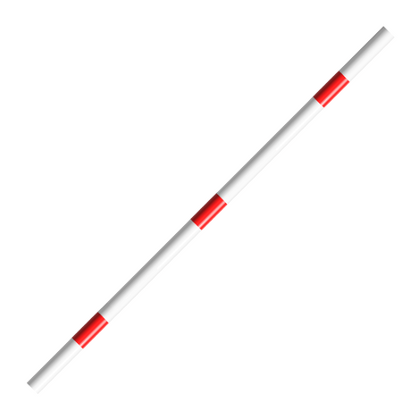 Witte en rood gestreepte veiligheidsrailing Ø48 mm, modulair systeem.