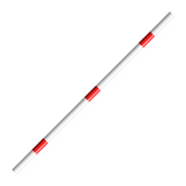 Witte ligger met rode banden voor veiligheidsrailing, Ø48 mm, 1500 mm lang.