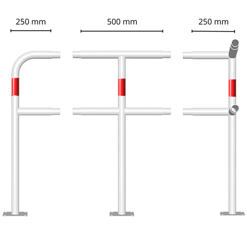 Liggers voor veiligheidsrailing Ø48 mm wit-rood