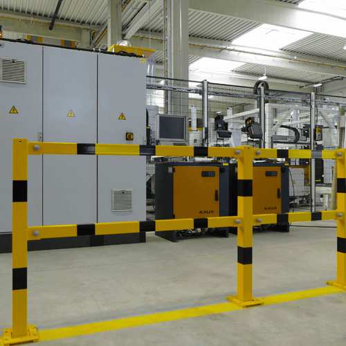 Veiligheidsrailing 70x70 mm | Geel-zwart | Afneembaar | Modulair systeem