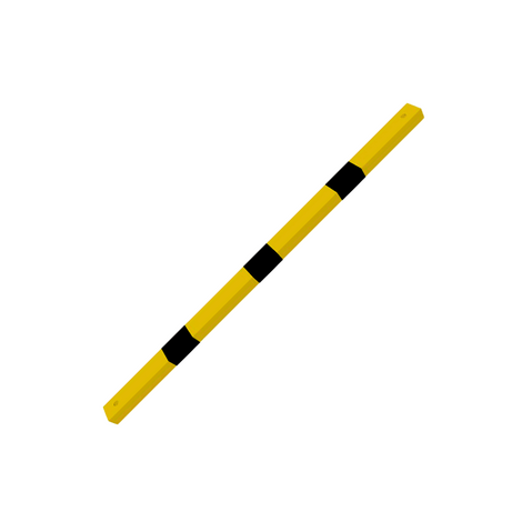 Gele en zwarte ligger voor veiligheidsrailing, 70x70 mm, 1300 mm lang.