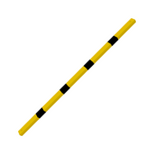 Gele en zwart gestreepte ligger voor veiligheidsrailing, 70x70 mm, 1800 mm lang.