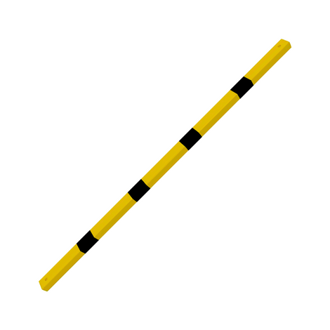 Gele en zwart gestreepte ligger voor veiligheidsrailing, 70x70 mm, 1800 mm lang.