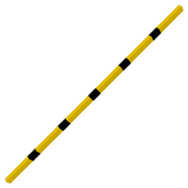 Gele en zwarte ligger van 70x70 mm voor veiligheidsrailing, 2300 mm lang.
