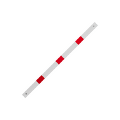 Witte ligger voor veiligheidsrailing, 70x70 mm, met rode reflecterende strepen, 1300 mm lang.