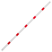 Witte veiligheidsrailing 70x70 mm met rode reflecterende banden, modulair systeem.