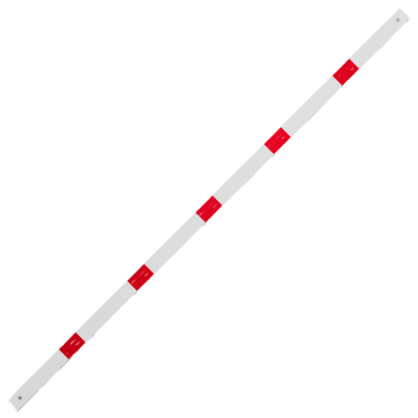 Witte veiligheidsrailing 70x70 mm met rode reflecterende banden, modulair systeem.