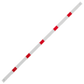 Witte ligger voor veiligheidsrailing, 70x70 mm, met rode reflecterende banden, 2300 mm lang.
