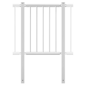 Witte panelen voor veiligheidsrailing, 60x60 mm, met verticale spijlen en montagebeugels.