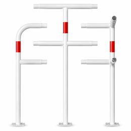 Veiligheidsrailing Ø48 mm in wit-rood voor verankering in beton modulair systeem