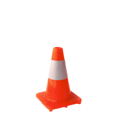 Oranje verkeerskegel 30 cm met 1 witte reflecterende baan, klasse 1.