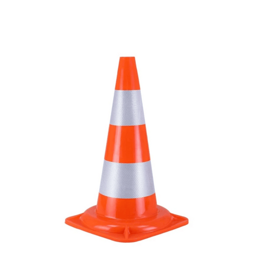 Verkeerskegel 50 cm | 2 banen reflectie wit klasse 1