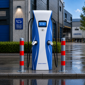 Verzinkt-rode aanrijdbeveiliging palen 76-102 mm voor laadpaal bescherming bij een transportbedrijf
